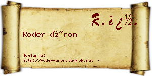 Roder Áron névjegykártya